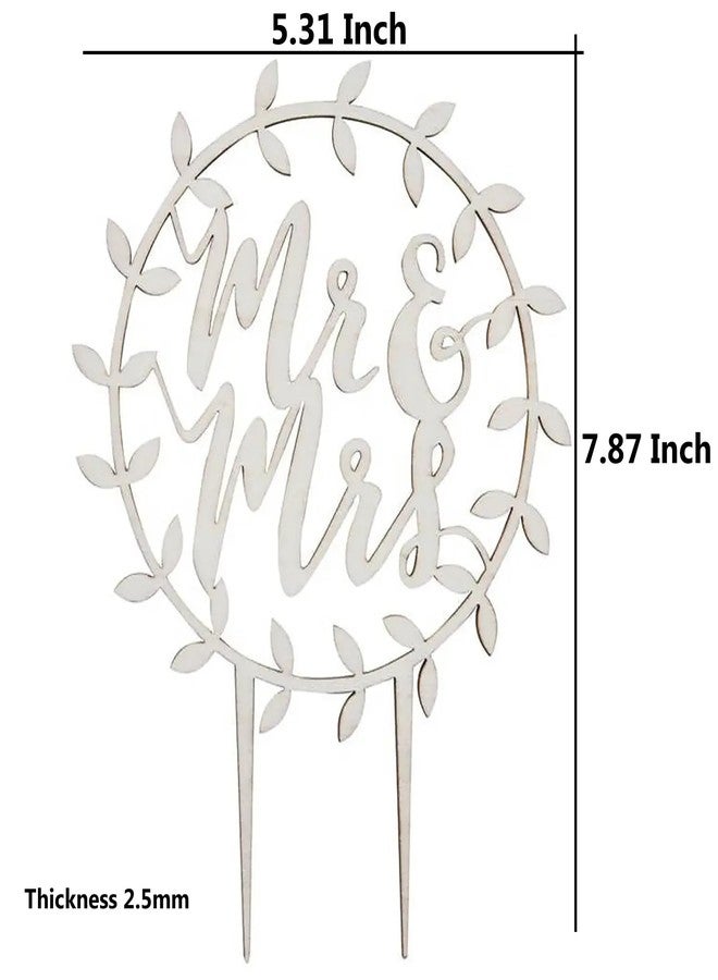 Cliths Wooden Mr & Mrs Wedding Cake Topper Round Decorative Cake Topper Elegant Rustic Wedding Cake Decoration Cake Décor for Weddings & Celebrations - Image 2